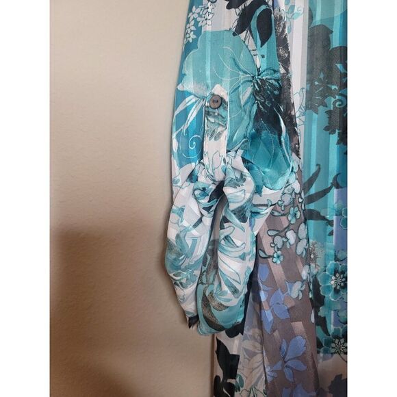 Chico's Size 3 Women's Floral Sheer Lagenlook Blouse Shirt Size XL Artsy t33 - Picture 3 of 7